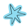 Blue star-shaped sticker on a white background