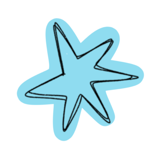 Blue star-shaped sticker on a white background