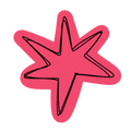 Pink star-shaped object on a white background