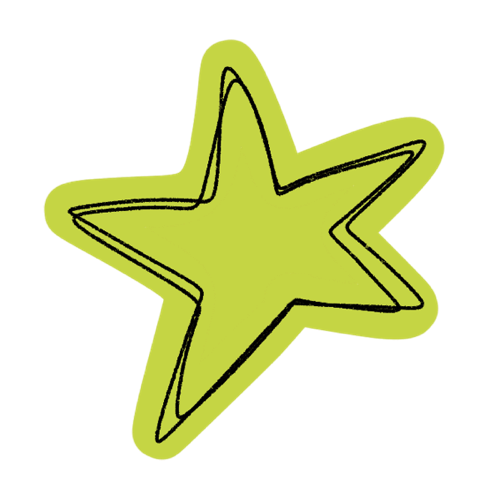 Green star-shaped object on a white background